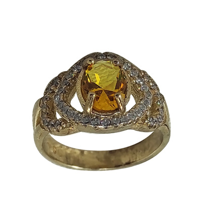انگشتر زنانه طلا روس سنگ عقیق زرد Mps-12346111